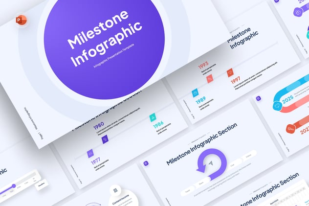 里程碑时间轴信息图形PPT模板 - 顶尖PPT