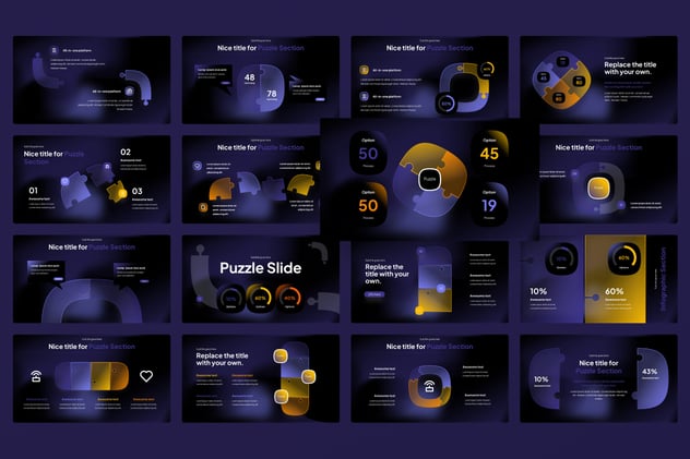 透明毛玻璃质感积木拼图图形PPT模板 - 顶尖PPT