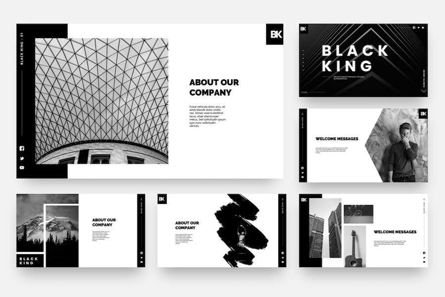 黑色极简创意PPT模板 - 顶尖PPT