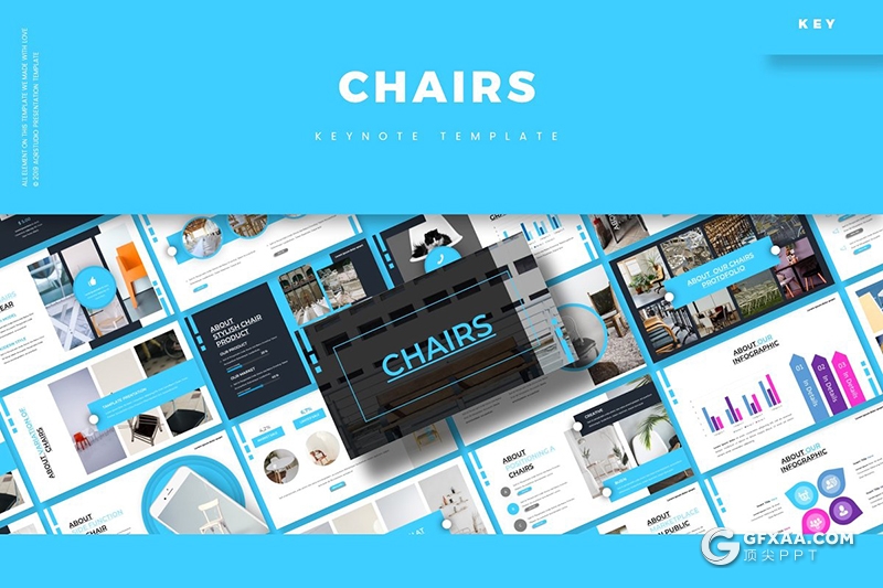 30页5种配色家具椅子介绍展示keynote模板 - 顶尖PPT
