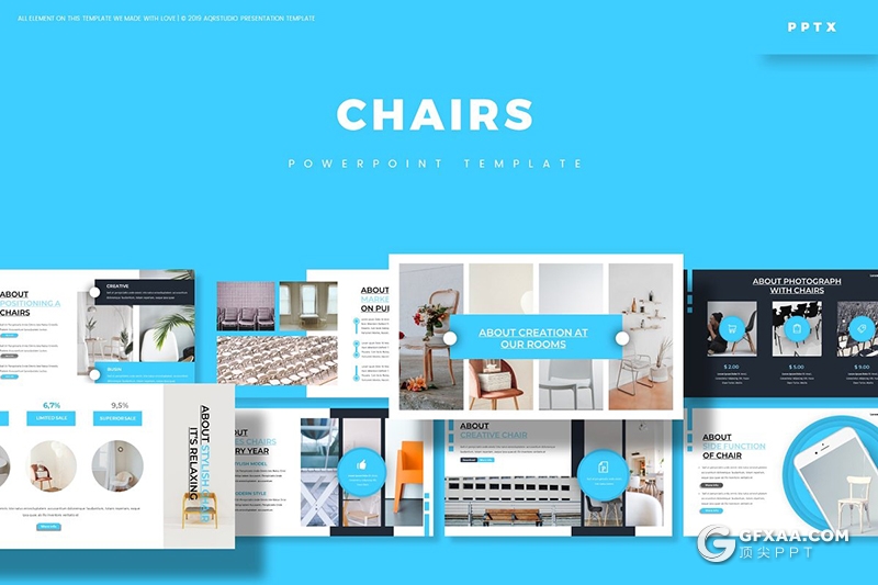 30页5种配色家具椅子介绍展示ppt模板 - 顶尖PPT