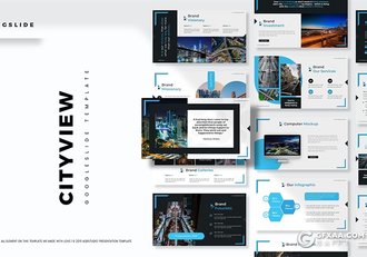 30页5种配色城市景观介绍展示Google slides模板 - 顶尖PPT