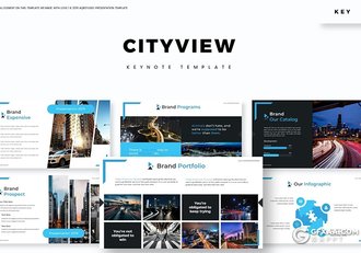30页5种配色城市景观介绍展示keynote模板 - 顶尖PPT