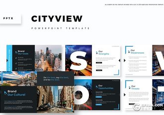 30页5种配色城市景观介绍展示ppt模板 - 顶尖PPT
