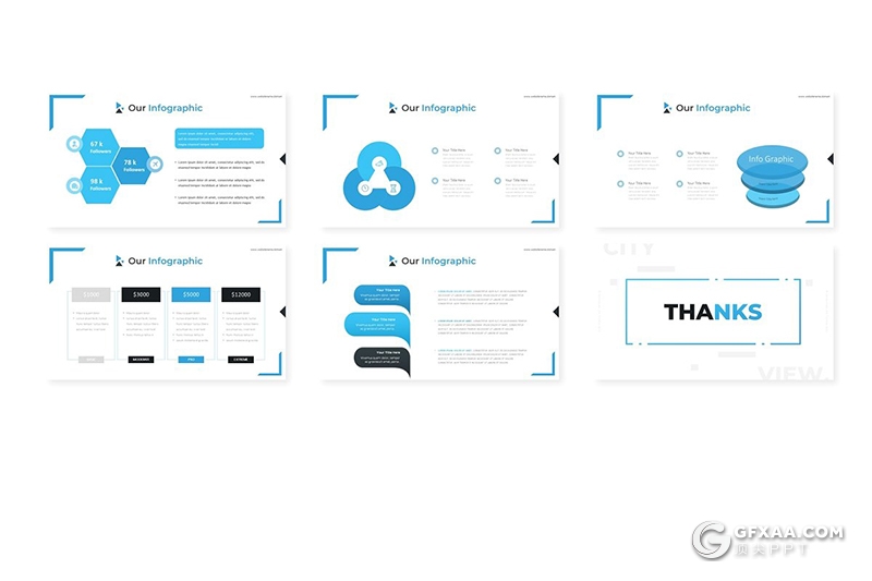 30页5种配色城市景观介绍展示ppt模板 - 顶尖PPT