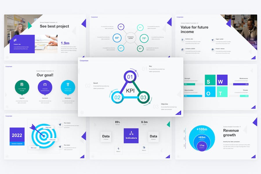 蓝色公司介绍企业合作商业计划多用途商业PPT模板 - 顶尖PPT