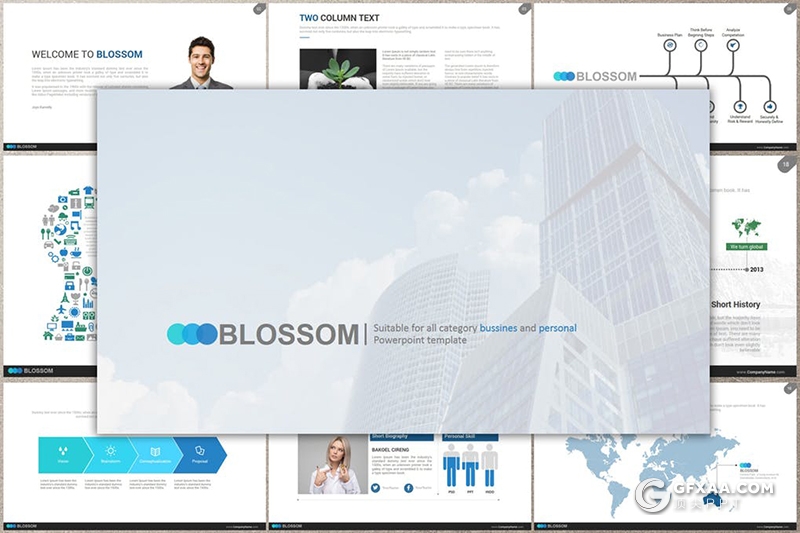 7套国外扁平化商务风格keynote模板合集 每套30页总共210页 - 顶尖PPT