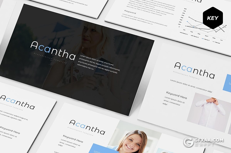 30页5种配色简约时尚服装展示keynote模板 - 顶尖PPT