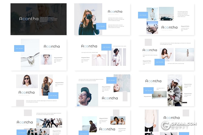 30页5种配色简约时尚服装展示keynote模板 - 顶尖PPT