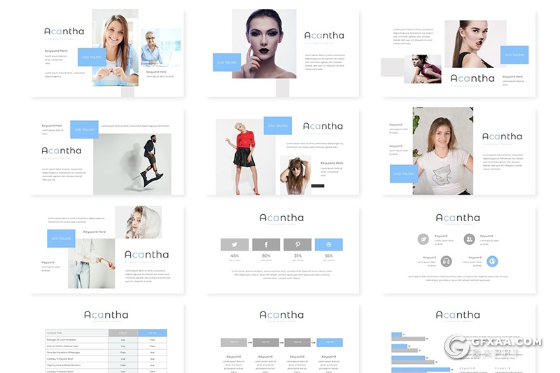 30页5种配色简约时尚服装展示keynote模板 - 顶尖PPT