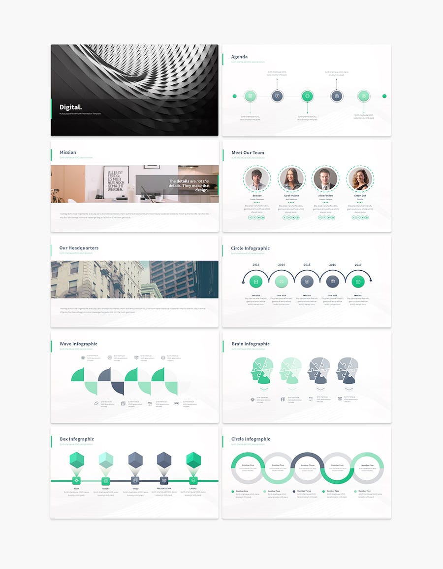 商务风格数字统计图形keynote模板 - 顶尖PPT