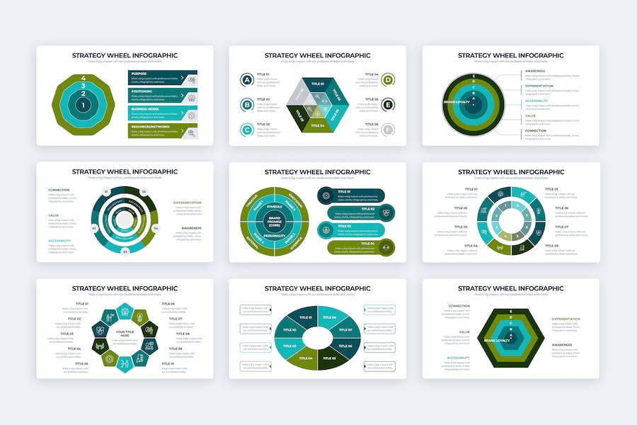 商业战略轮盘分析信息图表PPT模板 - 顶尖PPT