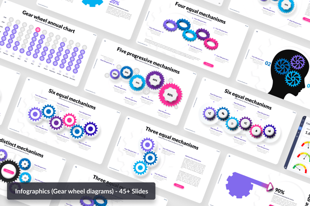 彩色动画齿轮信息图形PPT模板 - 顶尖PPT