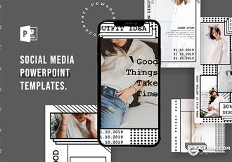 移动手机尺寸创意社交媒体海报展示PPT模板 - 顶尖PPT