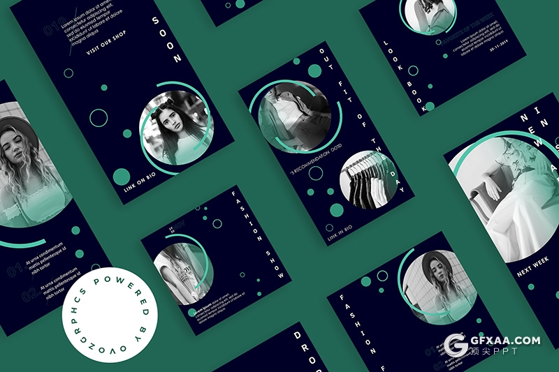 手机端尺寸创意圆形社交媒体海报展示PPT模板 - 顶尖PPT