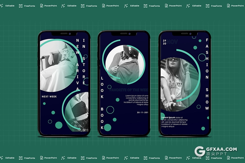 手机端尺寸创意圆形社交媒体海报展示PPT模板 - 顶尖PPT