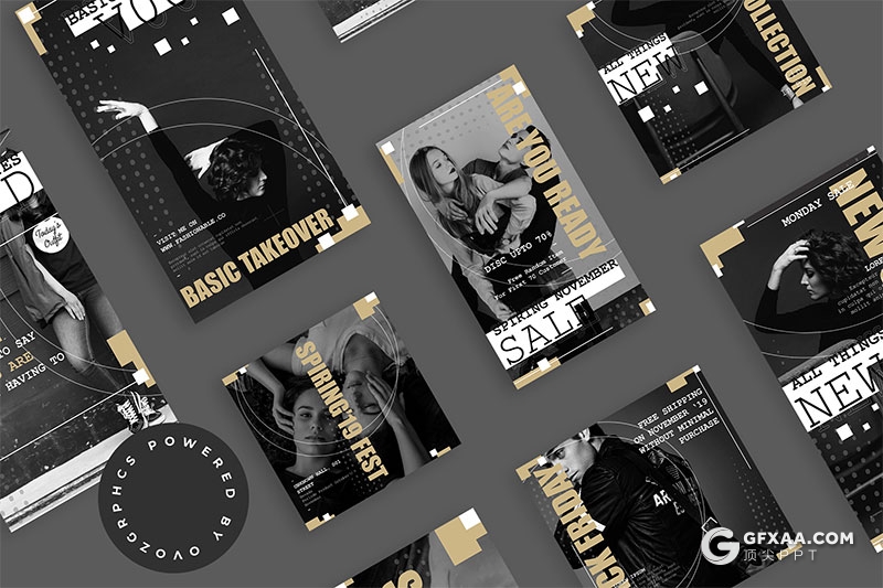 手机端尺寸创意时尚杂志海报风格PPT模板 - 顶尖PPT