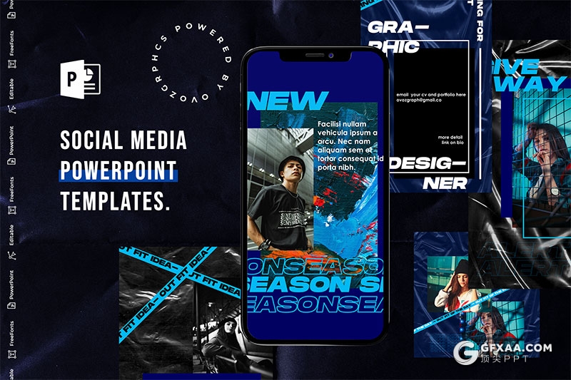 手机端尺寸时尚杂志风格PPT模板 - 顶尖PPT