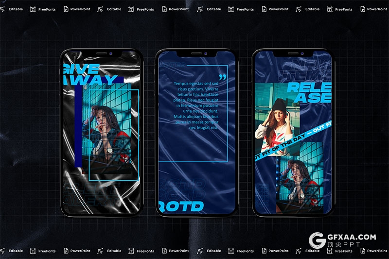 手机端尺寸时尚杂志风格PPT模板 - 顶尖PPT