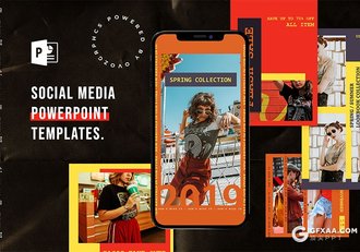 手机端尺寸时尚流行杂志风格PPT模板 - 顶尖PPT