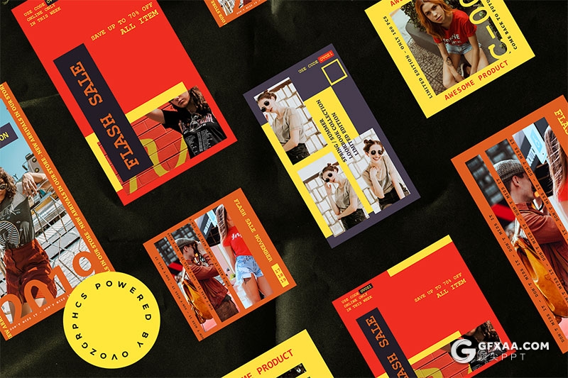 手机端尺寸时尚流行杂志风格PPT模板 - 顶尖PPT