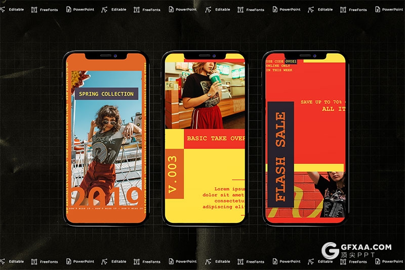 手机端尺寸时尚流行杂志风格PPT模板 - 顶尖PPT