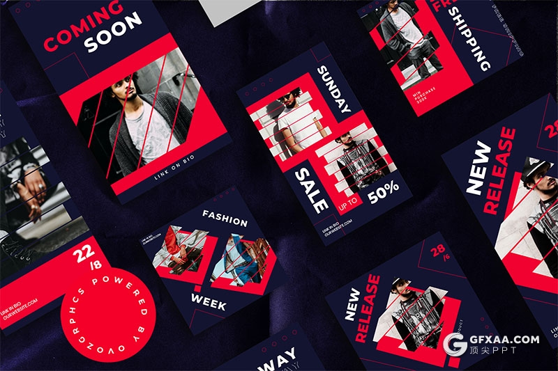 手机端尺寸时尚流行杂志风格PPT模板 - 顶尖PPT