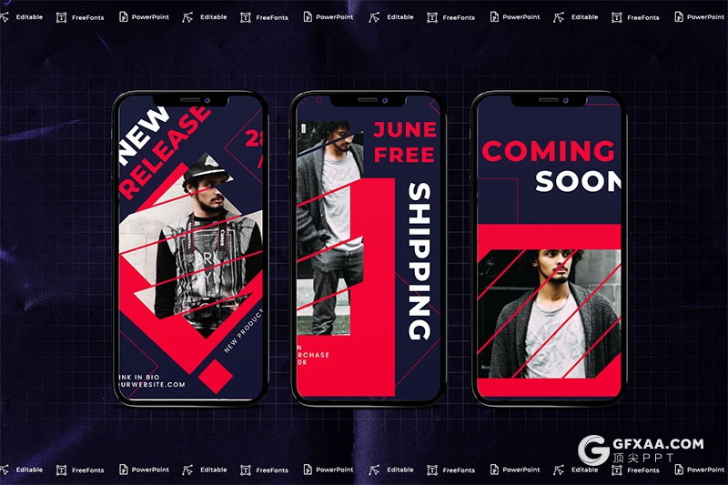 手机端尺寸时尚流行杂志风格PPT模板 - 顶尖PPT