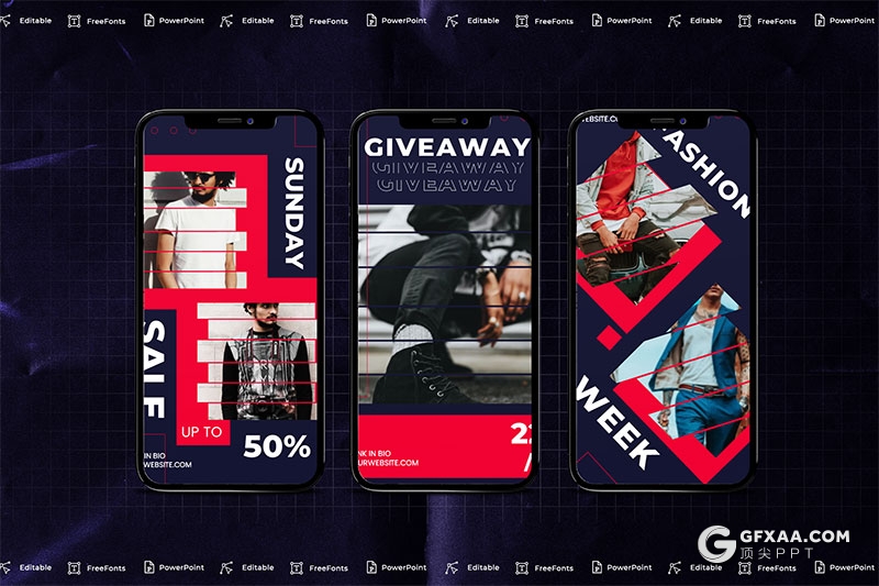 手机端尺寸时尚流行杂志风格PPT模板 - 顶尖PPT