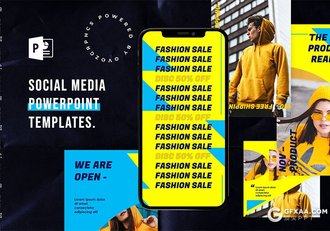 手机端尺寸黄蓝搭配时尚杂志风格PPT模板 - 顶尖PPT