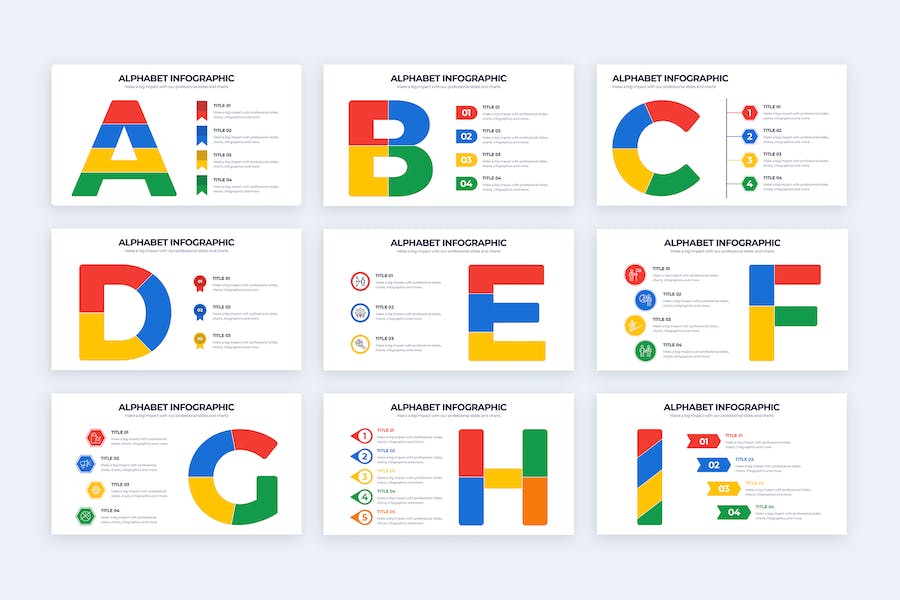 字母表分类索引信息图表PPT模板 - 顶尖PPT