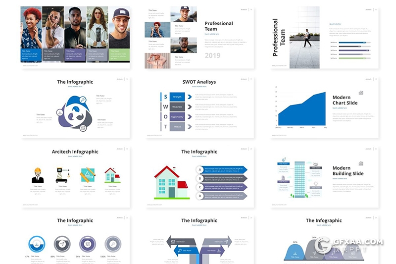 30页5种配色欧美风格年终工作总结通用Google slides模板 - 顶尖PPT