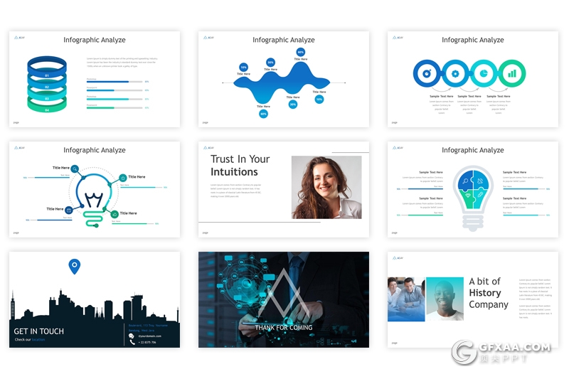 32页扁平化商务多用途ppt模板 5种主题配色 - 顶尖PPT