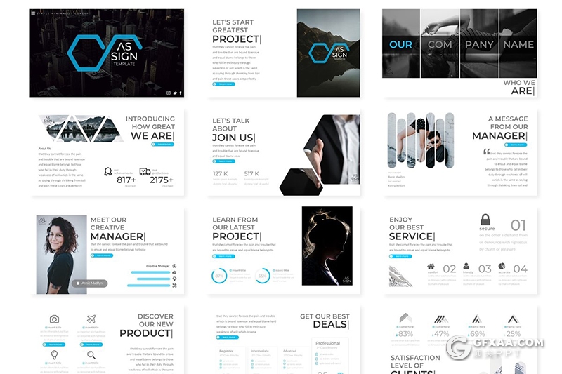 30页欧美风格年终工作总计汇报ppt模板 5种主题配色 - 顶尖PPT