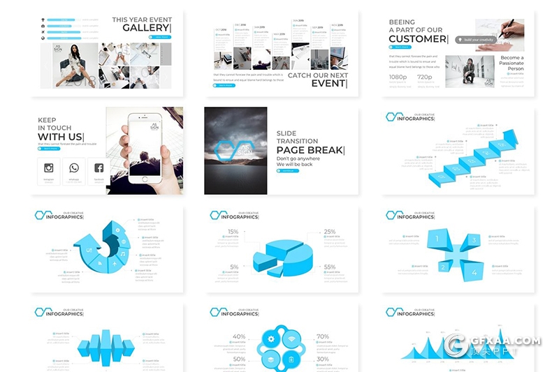 30页欧美风格年终工作总计汇报ppt模板 5种主题配色 - 顶尖PPT