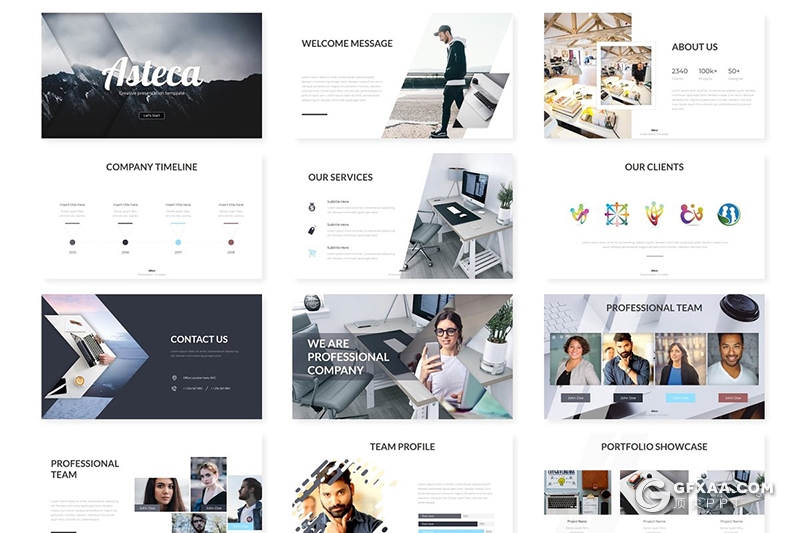 30页欧美风格商务年终工作汇报企业介绍ppt模板 - 顶尖PPT