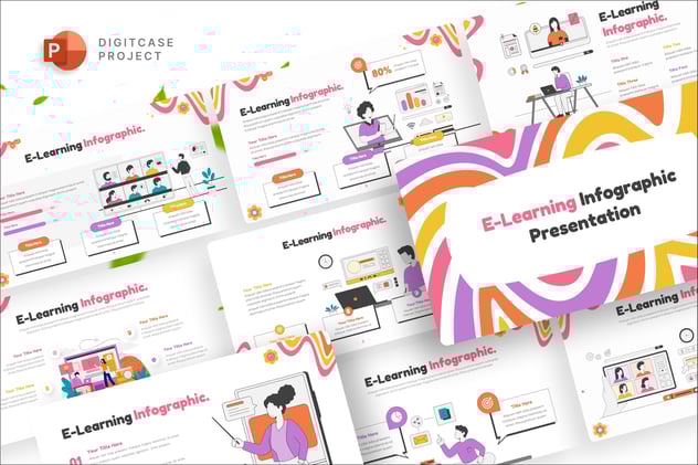 在线教育学习人物学习插画图形PPT模板 - 顶尖PPT