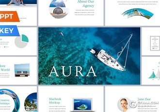 101页户外夏季冲浪沙滩旅游度假介绍展示ppt模板 - 顶尖PPT