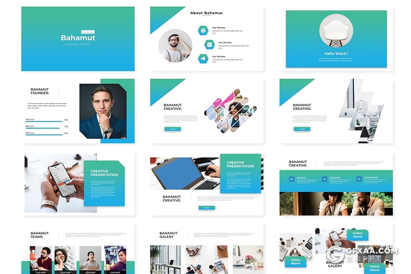 30页欧美商务风格团队人员介绍工作汇报keynote模板 5种配色 - 顶尖PPT