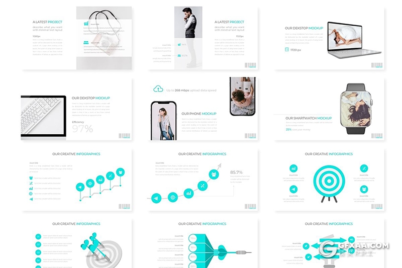 30页欧美扁平化商务汇报工作总结计划ppt模板 5种配色 - 顶尖PPT