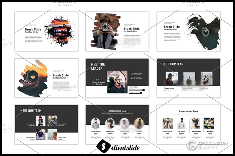 75页黑白搭配扁平化商务工作总计汇报ppt模板 - 顶尖PPT