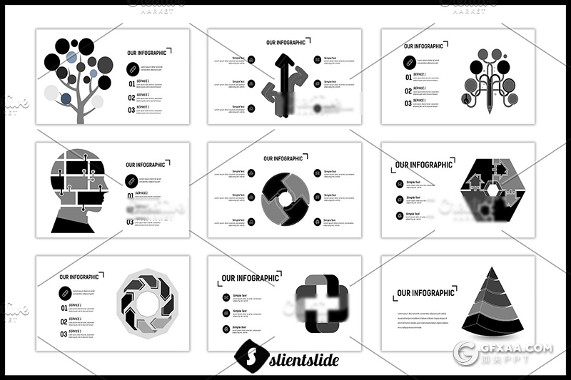 75页黑白搭配扁平化商务工作总计汇报ppt模板 - 顶尖PPT