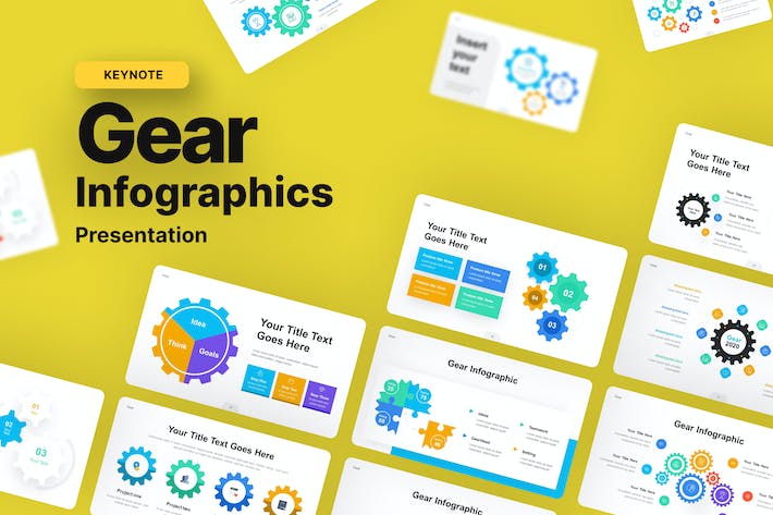 多色彩齿轮信息图表keynote模板 - 顶尖PPT