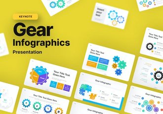 多色彩齿轮信息图表keynote模板 - 顶尖PPT