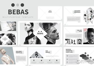 52页模特写真摄影图片展示ppt模板 - 顶尖PPT