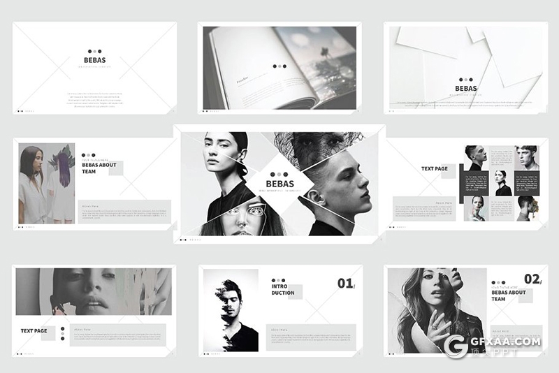 52页模特写真摄影图片展示ppt模板 - 顶尖PPT