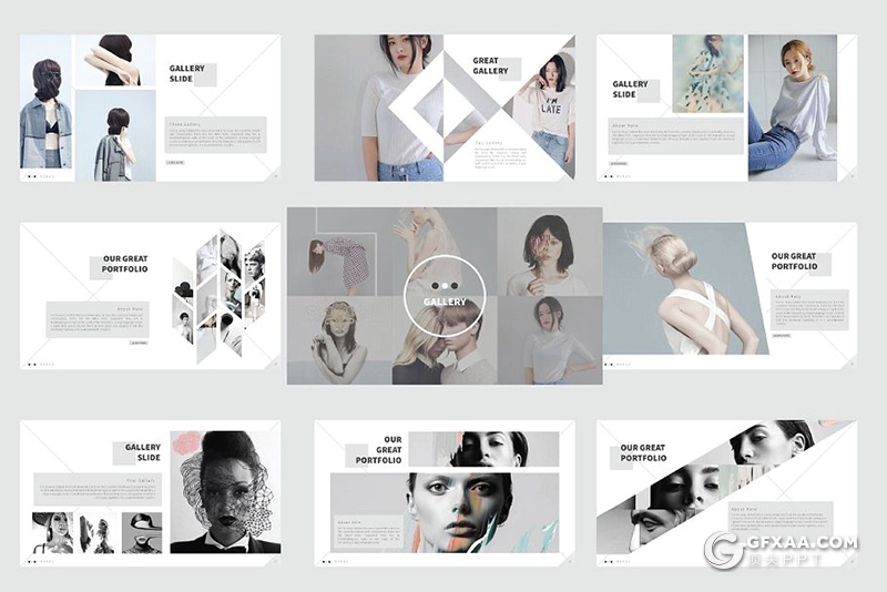 52页模特写真摄影图片展示ppt模板 - 顶尖PPT