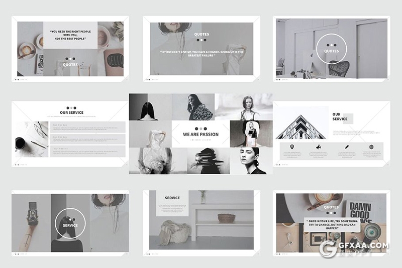 52页模特写真摄影图片展示ppt模板 - 顶尖PPT