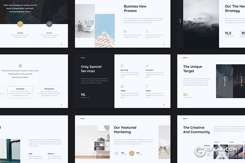 104页欧美简约范商务工作总结汇报通用keynote模板 3种配色 - 顶尖PPT