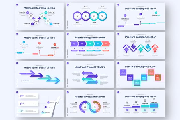 里程碑时间轴信息图形PPT模板 - 顶尖PPT